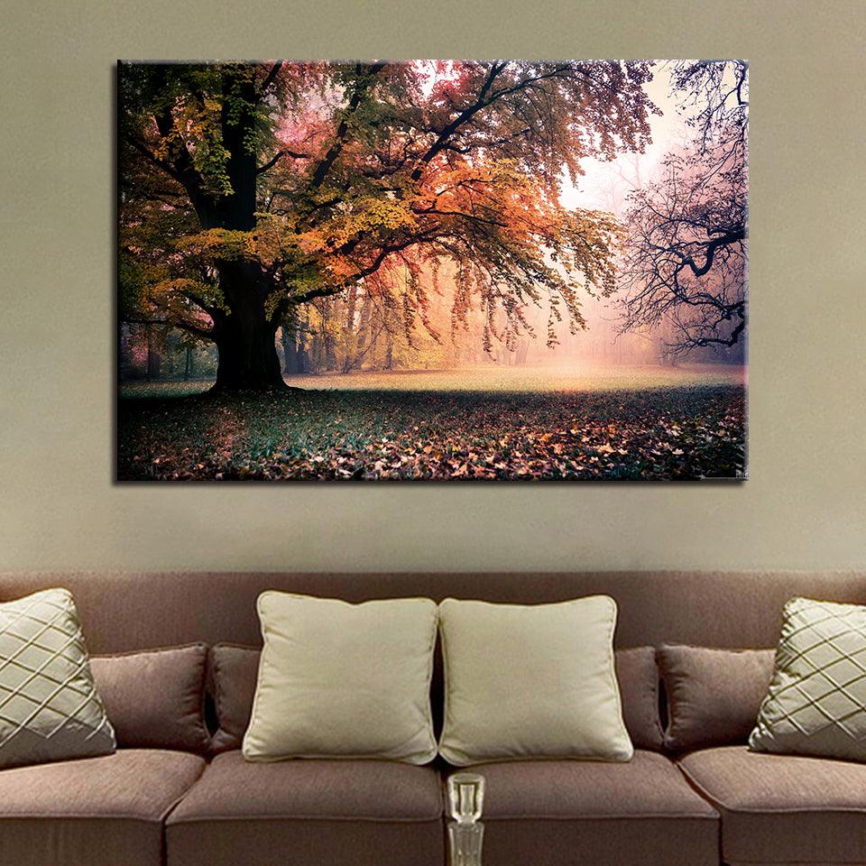 Home Decor Posters 1 Piece Fall Great Trees Landscape Canvas Paintings Wall Art Framework - Original Frame