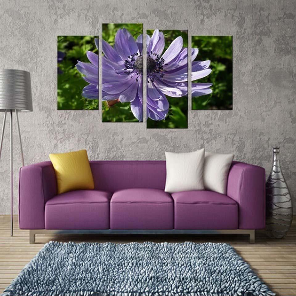 Flower 4 Piece HD Multi Panel Canvas Wall Art Frame - Original Frame