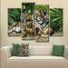 Tigers Family 4 Piece HD Multi Panel Canvas Wall Art Frame - Original Frame