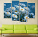 White Daisy Flowers 4 Piece HD Multi Panel Canvas Wall Art Frame - Original Frame