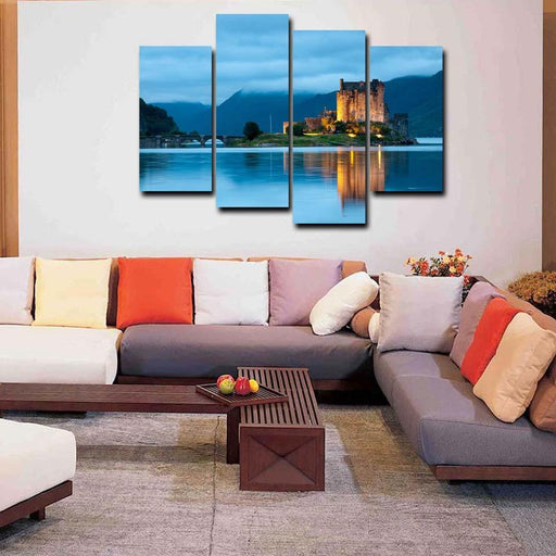 Scottish Castle 4 Piece HD Multi Panel Canvas Wall Art Frame - Original Frame