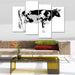 Black & White Cow 4 Piece HD Multi Panel Canvas Wall Art Frame - Original Frame