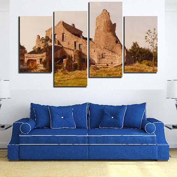 Ancient Building 4 Piece HD Multi Panel Canvas Wall Art Frame