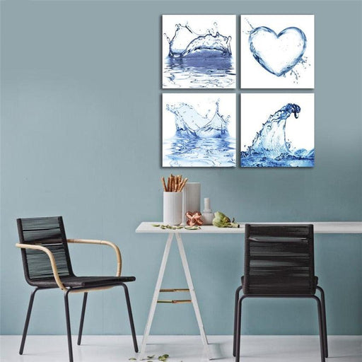 Water Shapes 4 Piece HD Multi Panel Canvas Wall Art Frame - Original Frame