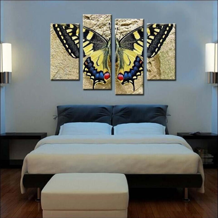 Beauty Butterfly 4 Piece HD Multi Panel Canvas Wall Art Frame