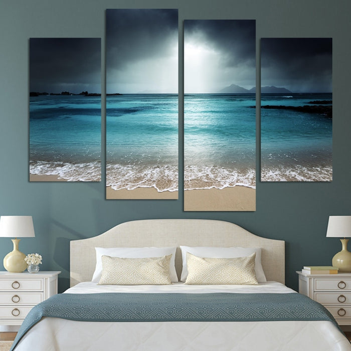 Sandy Beach 4 Piece HD Multi Panel Canvas Wall Art Frame