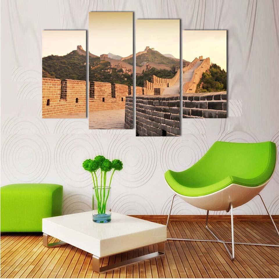 Great Wall Of China 4 Piece HD Multi Panel Canvas Wall Art Frame - Original Frame