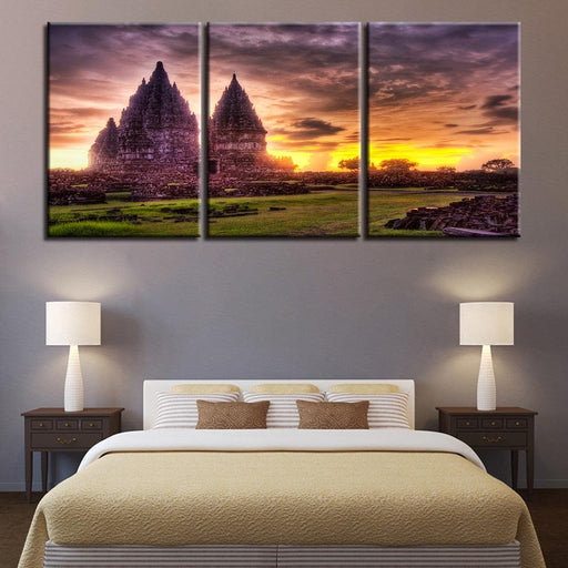 Temple Print 3 Piece HD Multi Panel Canvas Wall Art Frame - Original Frame