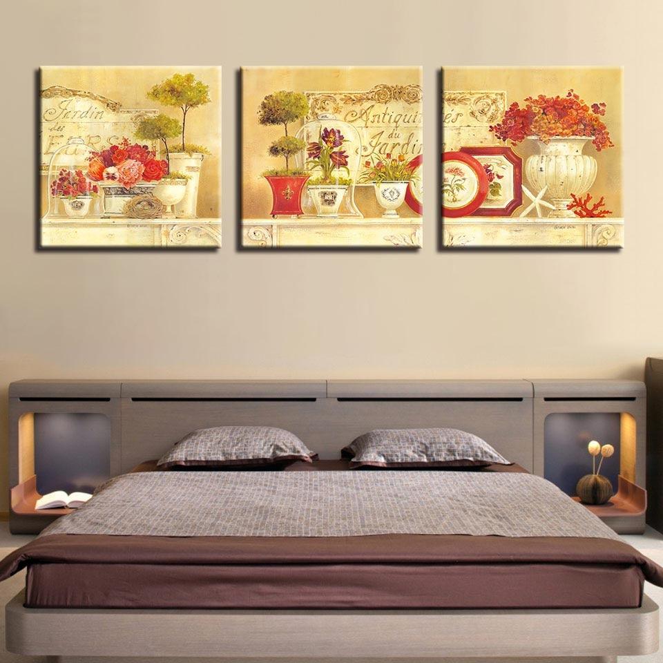 Flowerpot 3 Piece HD Multi Panel Canvas Wall Art Frame - Original Frame