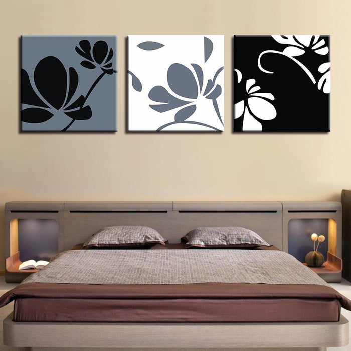 Abstract Flower Pattern 3 Piece HD Multi Panel Canvas Wall Art Frame