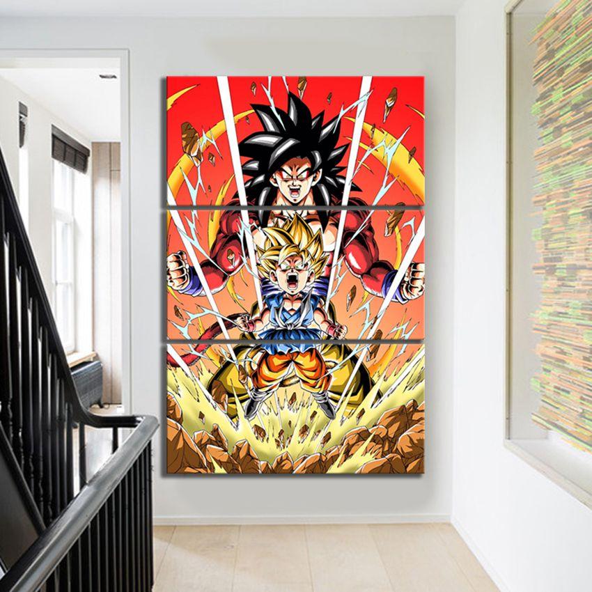 Anime Dragon Ball 3 Piece HD Multi Panel Canvas Wall Art Frame - Original Frame