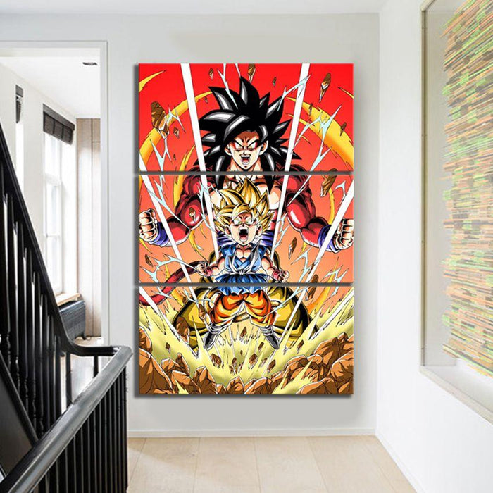 Anime Dragon Ball 3 Piece HD Multi Panel Canvas Wall Art Frame