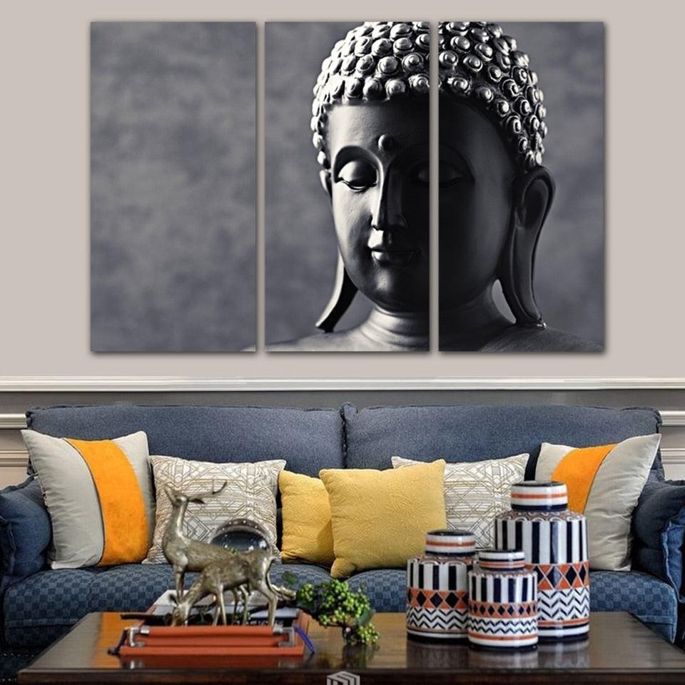 Buddha 3 Piece HD Multi Panel Canvas Wall Art Frame - Original Frame