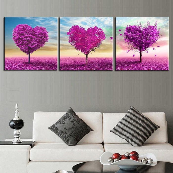 Tree Love 3 Piece HD Multi Panel Canvas Wall Art Frame - Original Frame