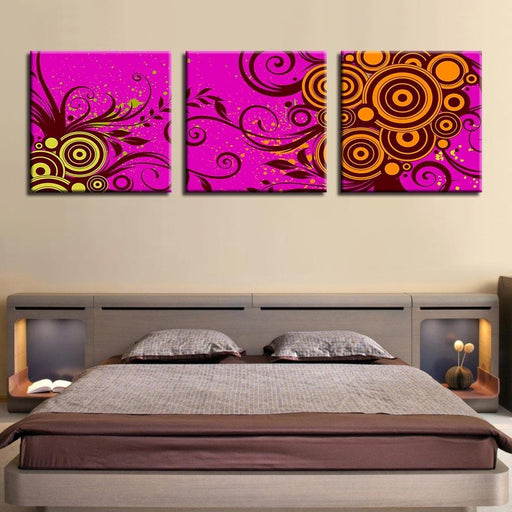 Flower Pattern 3 Piece HD Multi Panel Canvas Wall Art Frame - Original Frame