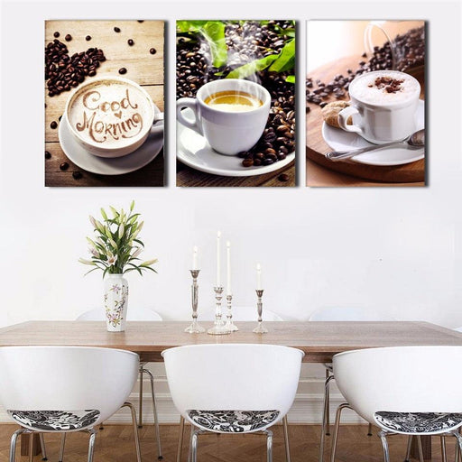 Tea and Coffee 3 Piece HD Multi Panel Canvas Wall Art Frame - Original Frame