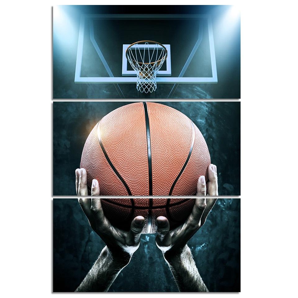 Basketball And Ball Boxes 3 Piece HD Multi Panel Canvas Wall Art Frame - Original Frame