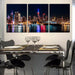 New York City Nightscape 3 Piece HD Multi Panel Canvas Wall Art Frame - Original Frame