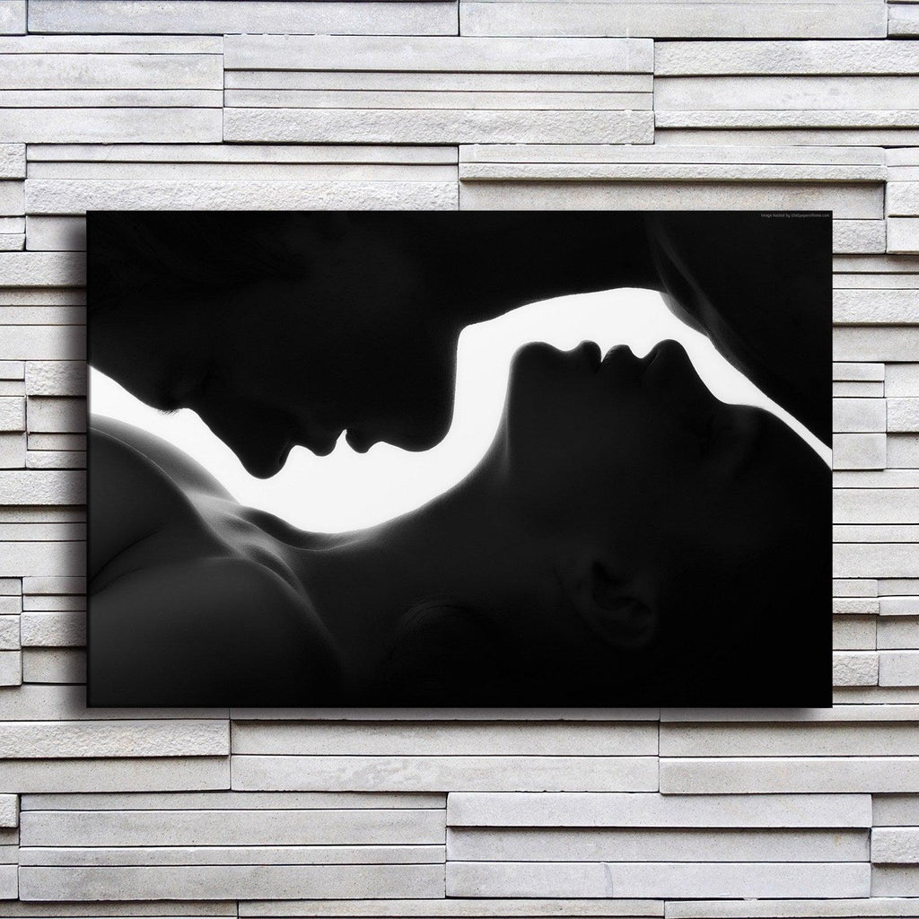 Man And Woman Silhouette 1 Piece HD Multi Panel Canvas Wall Art Frame - Original Frame