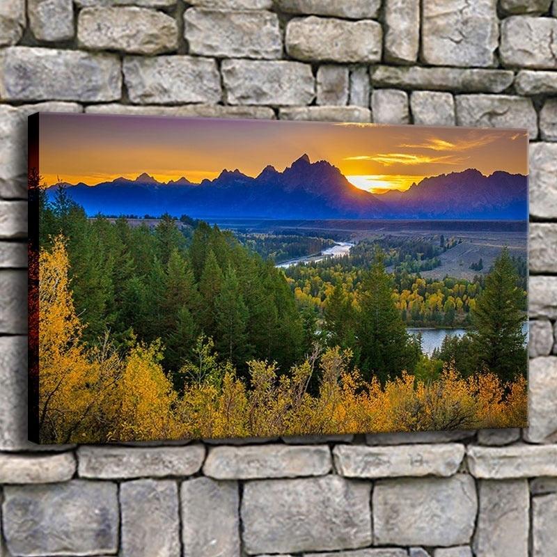Rivers Range Autumn 1 Piece HD Multi Panel Canvas Wall Art Frame - Original Frame