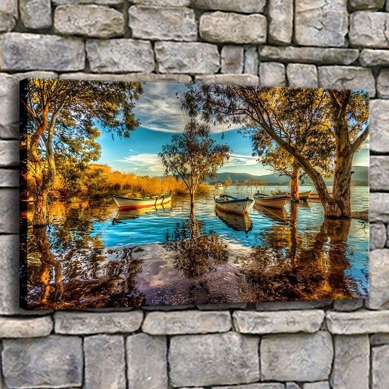 Bafa Lake Turkey 1 Piece HD Multi Panel Canvas Wall Art Frame - Original Frame