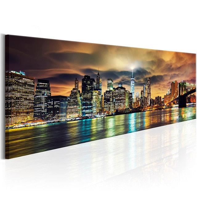 City Night View 1 Piece HD Multi Panel Canvas Wall Art Frame - Original Frame