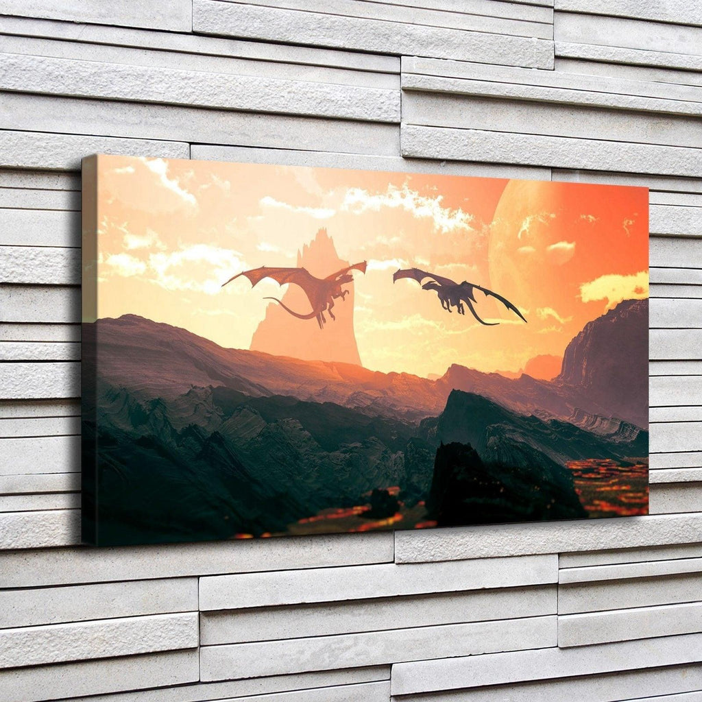Fantasy Dragons 1 Piece HD Multi Panel Canvas Wall Art Frame - Original Frame