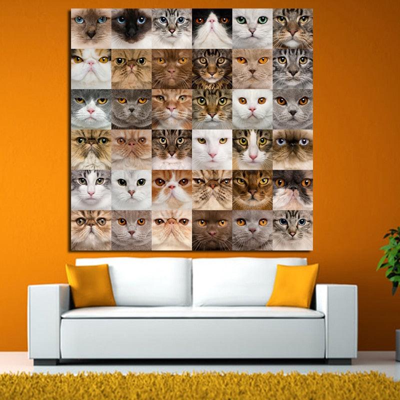 Cats 1 Piece HD Multi Panel Canvas Wall Art Frame - Original Frame
