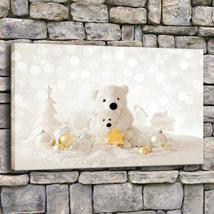 Christmas Snow Bear 1 Piece HD Multi Panel Canvas Wall Art Frame