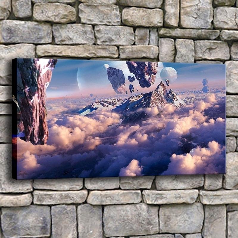 Mountain In Clouds 1 Piece HD Multi Panel Canvas Wall Art Frame - Original Frame