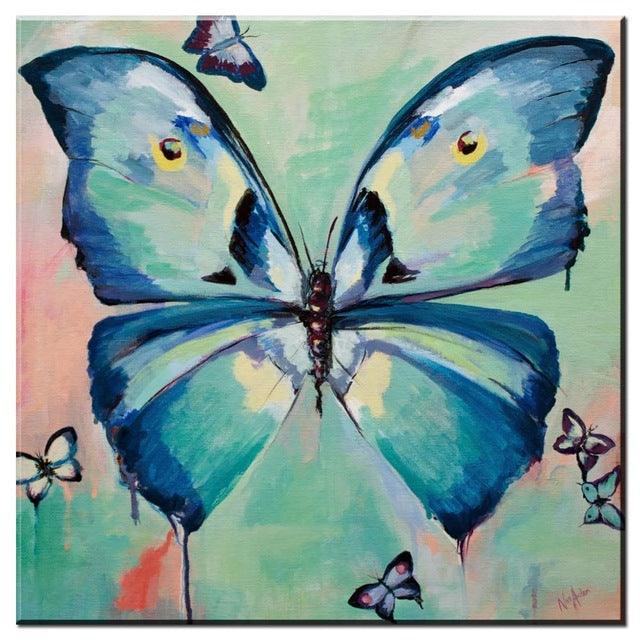 1 Piece Blue Butterfly Pictures Wall Art - Original Frame