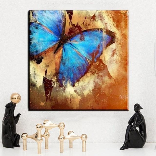 1 Piece Blue Butterfly Pictures Wall Art - Original Frame