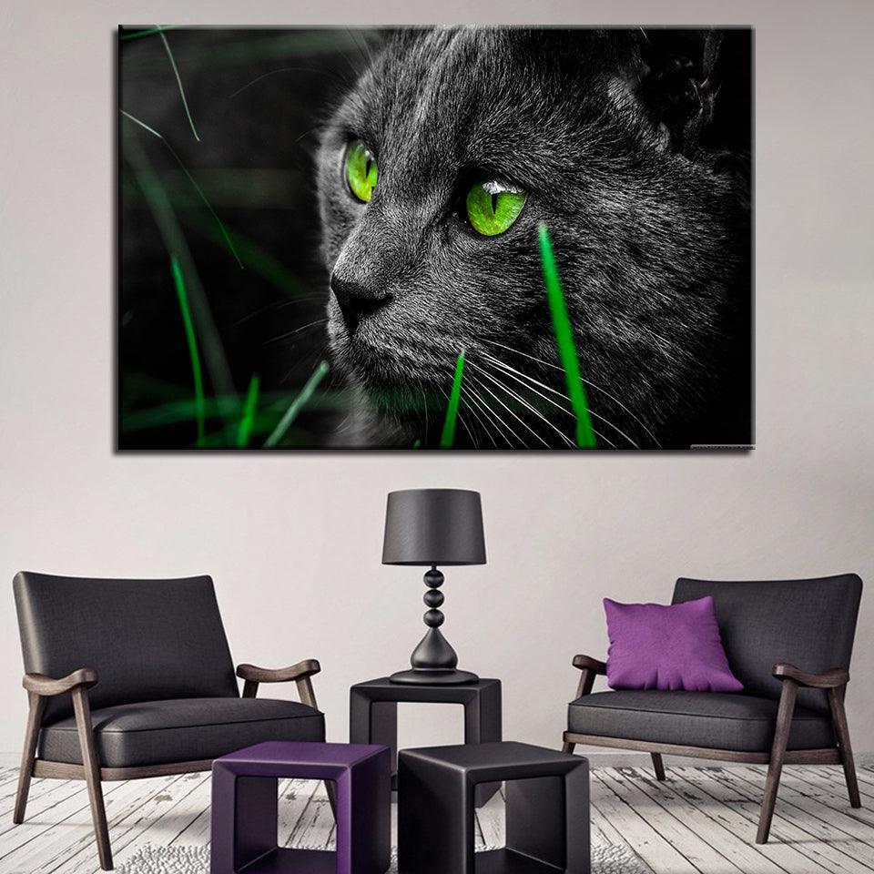 Black Cat 1 Piece HD Multi Panel Canvas Wall Art Frame - Original Frame