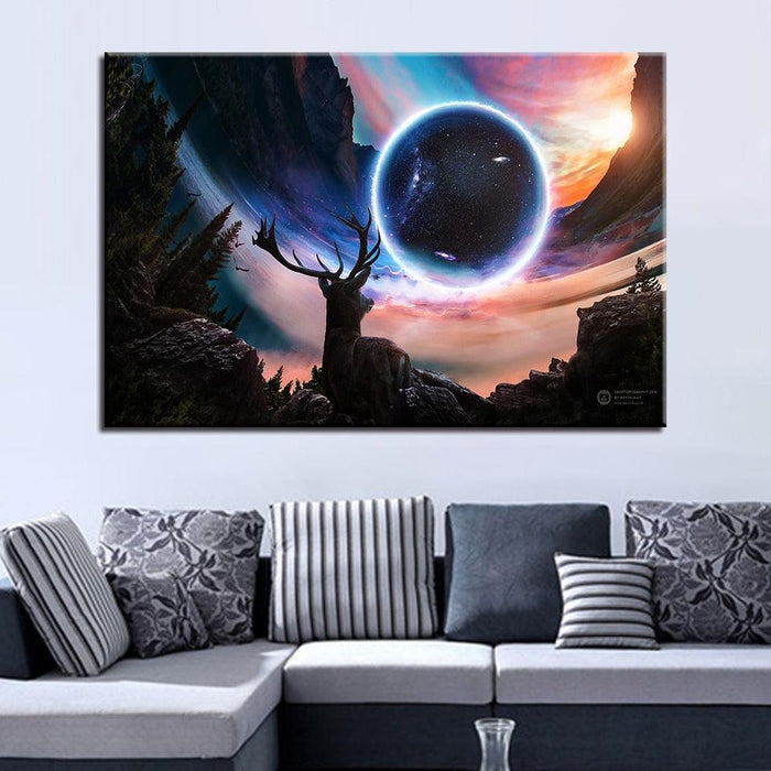 Magic Deer 1 Piece HD Multi Panel Canvas Wall Art Frame - Original Frame