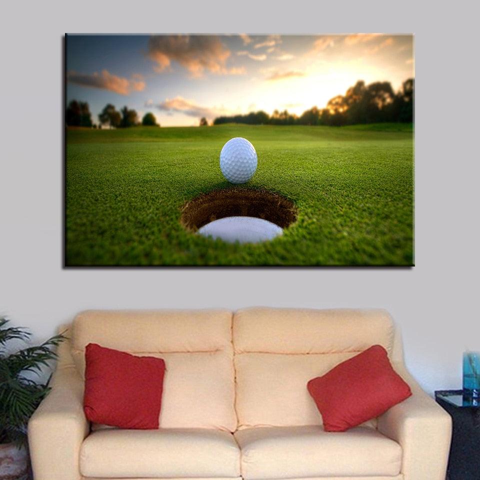 1 Piece Golf Ball Course Canvas Wall Art - Original Frame