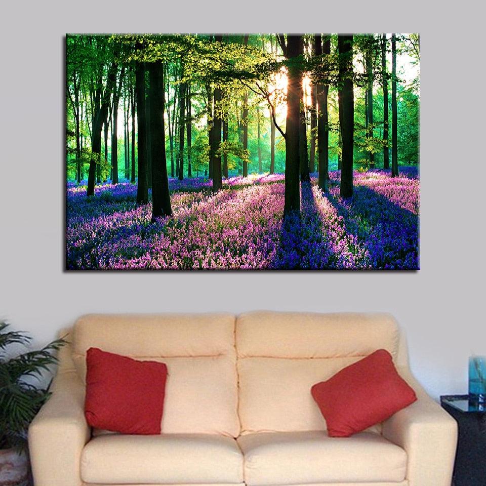 Forest Lavender 1 Piece HD Multi Panel Canvas Wall Art Frame - Original Frame