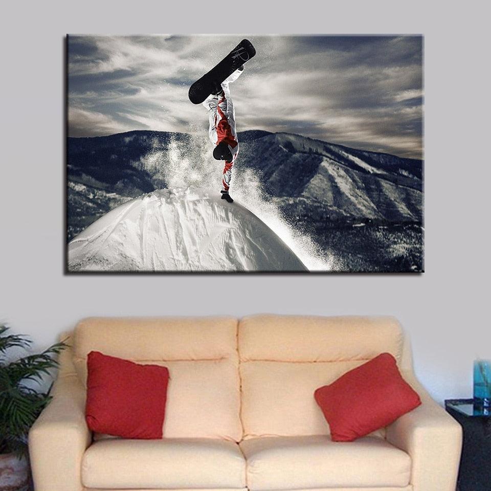 Mountain Skiing 1 Piece HD Multi Panel Canvas Wall Art Frame - Original Frame