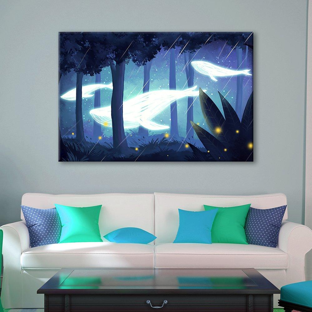 Mystical Whale Of Light 1 Piece HD Multi Panel Canvas Wall Art Frame - Original Frame