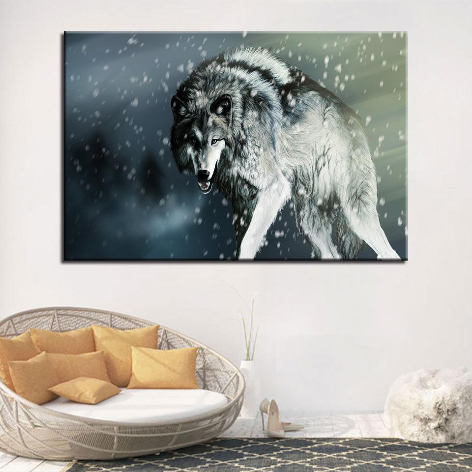 Snow Wolf 1 Piece HD Multi Panel Canvas Wall Art Frame - Original Frame
