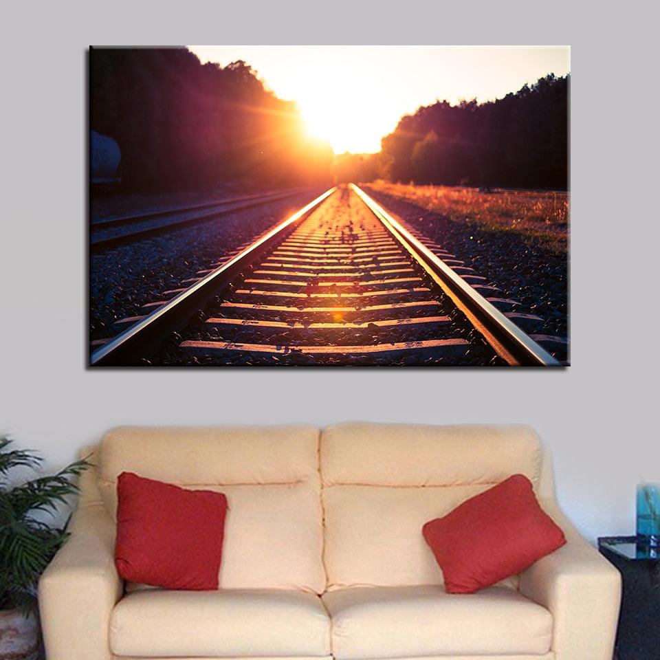 Rail Track Lights 1 Piece HD Multi Panel Canvas Wall Art - Original Frame