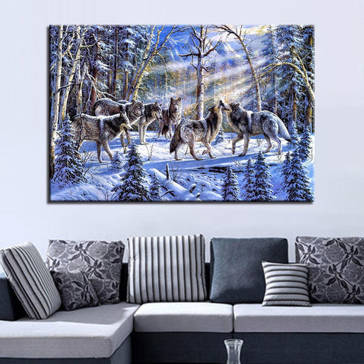 Wolves Art 1 Piece HD Multi Panel Canvas Wall Art Frame - Original Frame