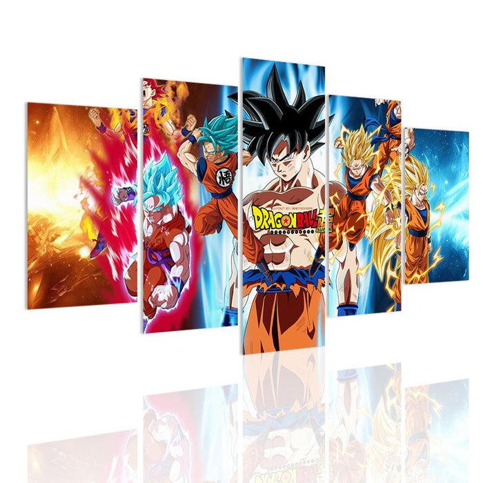 Super Dragon Ball Z 5 Piece HD Multi Panel Canvas Wall Art Frame