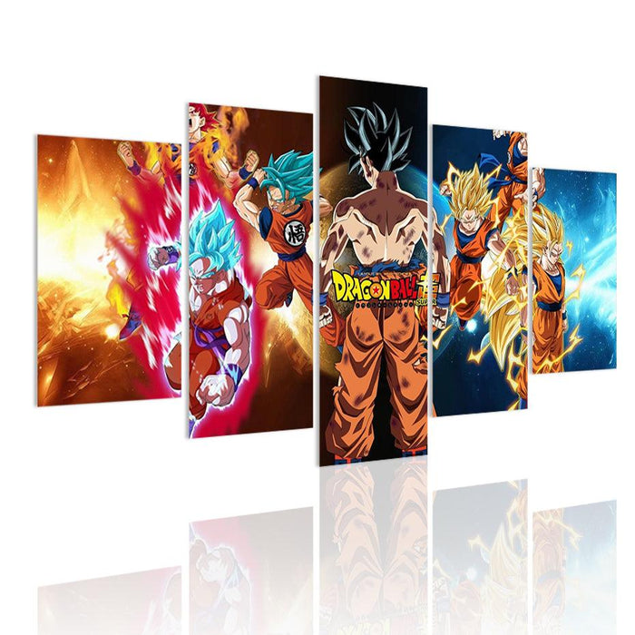 Classical Dragon Ball Z 5 Piece HD Multi Panel Canvas Wall Art Frame - Original Frame