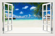 Blue Sky And Sea 3D Window Canvas Wall Art - Original Frame