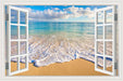 Blue Sky And Sea 3D Window Canvas Wall Art - Original Frame