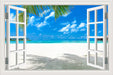 Blue Sky And Sea 3D Window Canvas Wall Art - Original Frame